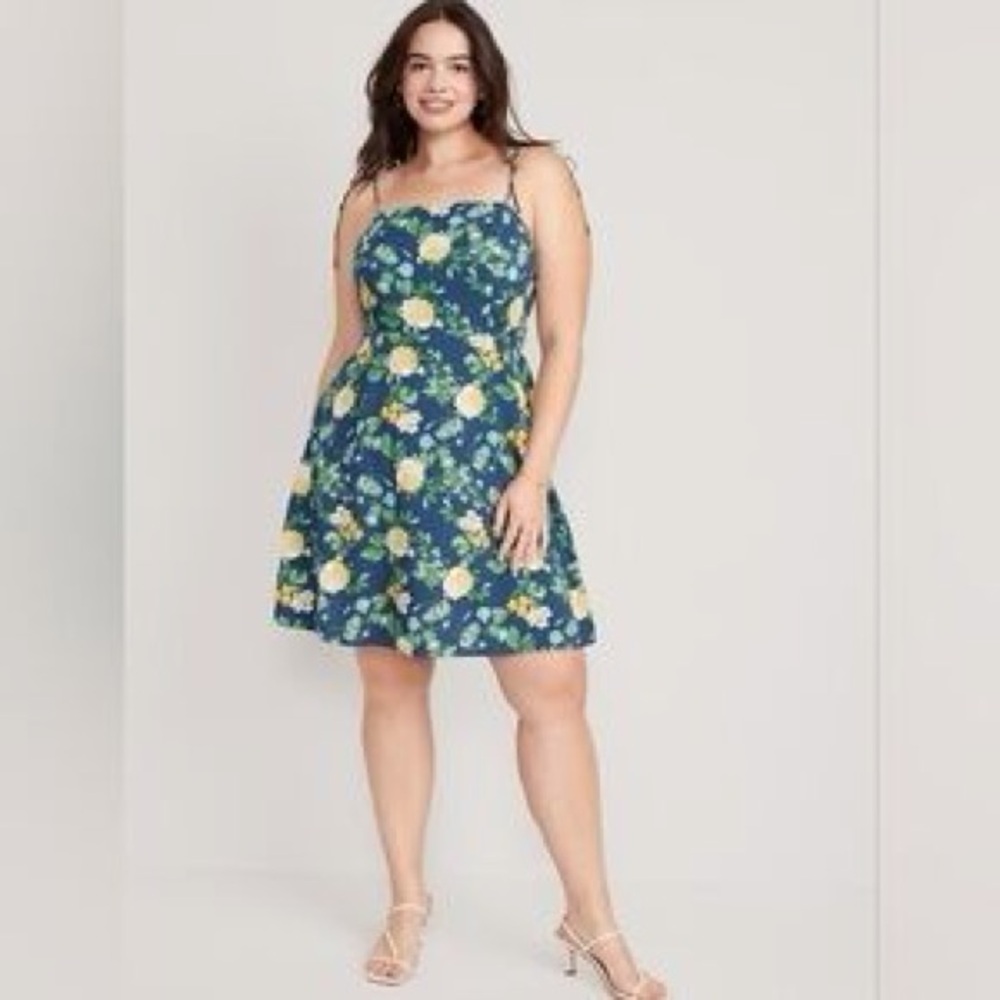 Old Navy Navy Floral Spaghetti-Strap Mini Dress